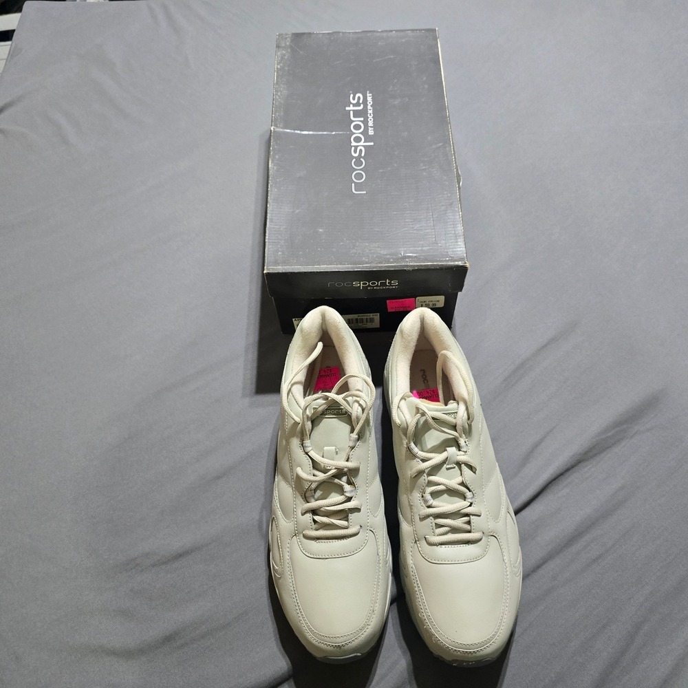 Rockport RocSports Brownsville Sport Men 13 Off White Leather Sneakers vintage